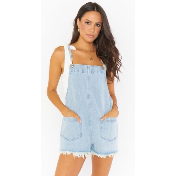 Rare ~Show Me Your Mumu Trude Romper Denim Overalls SizeM ~ Excellent